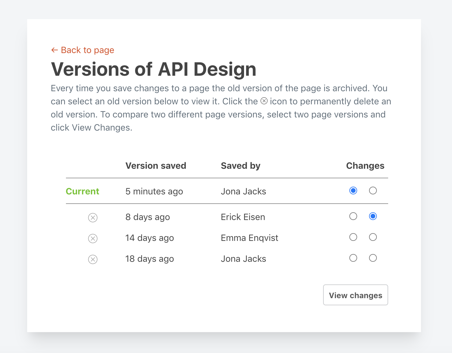 Confluence Alternative - View version history