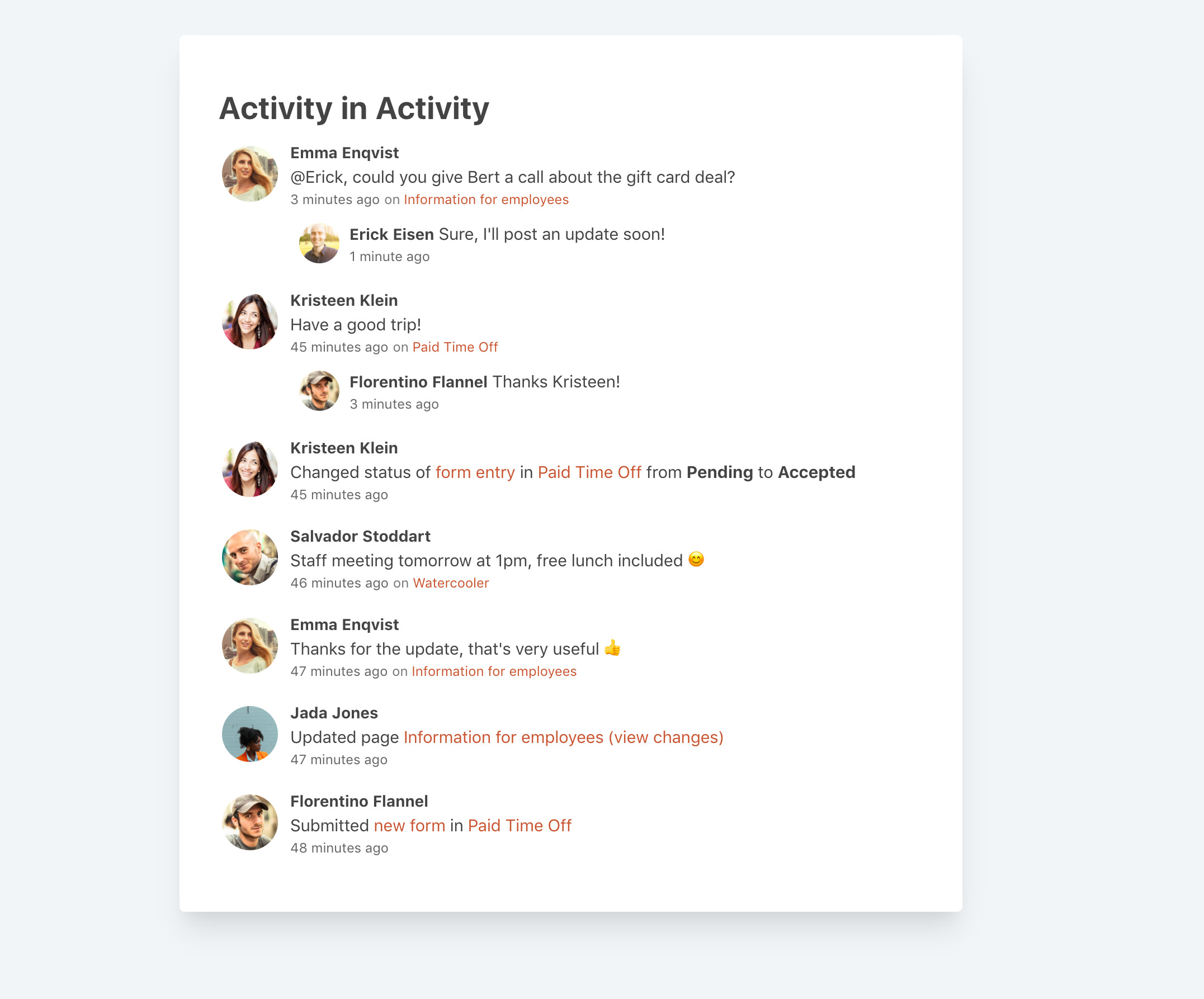 Google Workspace Intranet - Activity