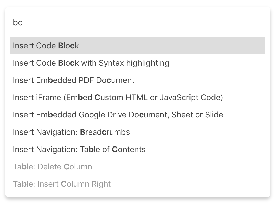 Team Wiki Documentation - Keyboard Shortcuts